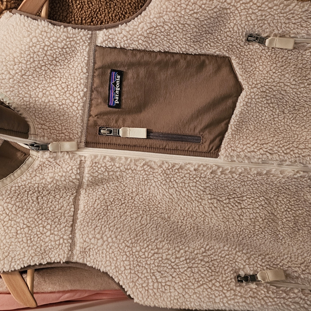 Patagonia Cream and Brown Fleece Vest